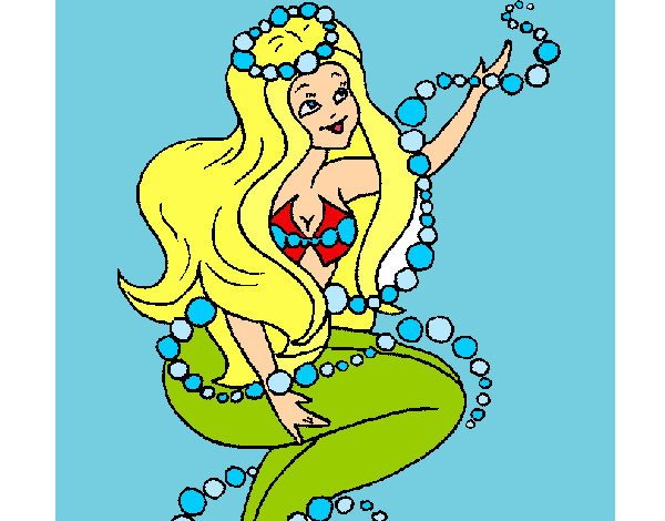 Dibujo Sirena entre burbujas pintado por almairis4