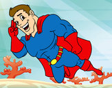 Dibujo Superhéroe volando pintado por themarine2