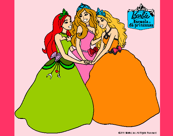 Dibujo Barbie y sus amigas princesas pintado por jessey 