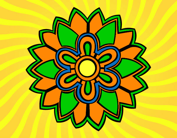 Dibujo Mándala con forma de flor weiss pintado por vickylunar