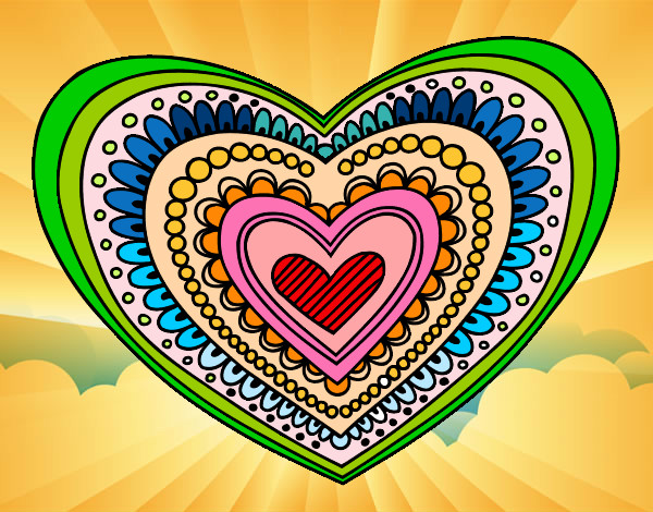 Dibujo Mandala corazón pintado por hector2000