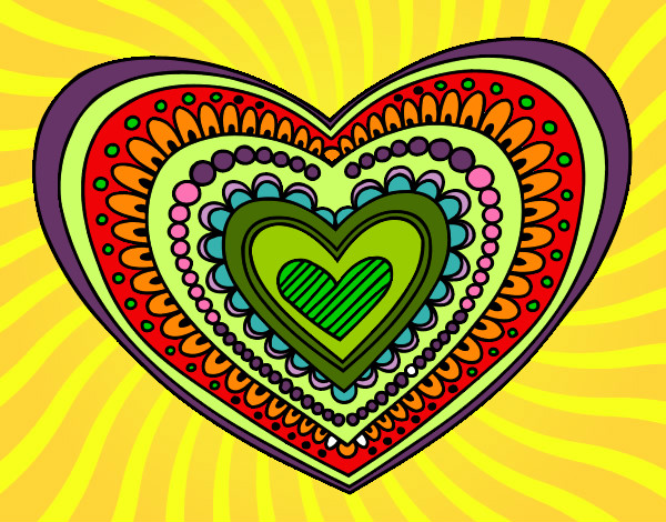 Dibujo Mandala corazón pintado por vickylunar