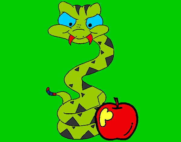 Dibujo Serpiente y manzana pintado por acec
