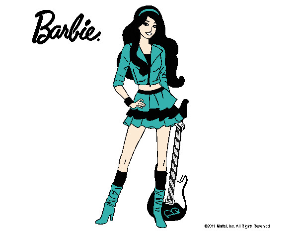 Dibujo Barbie rockera pintado por rockcio