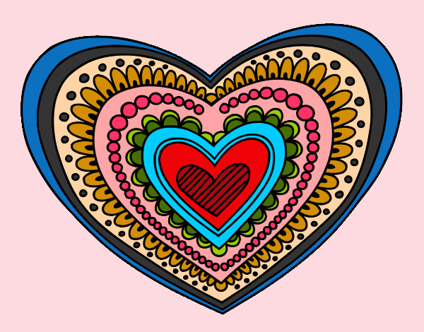 Dibujo Mandala corazón pintado por mowglina