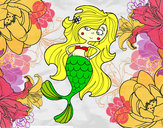 Dibujo Sirena con los brazos en la cardera pintado por anacaaaaaa