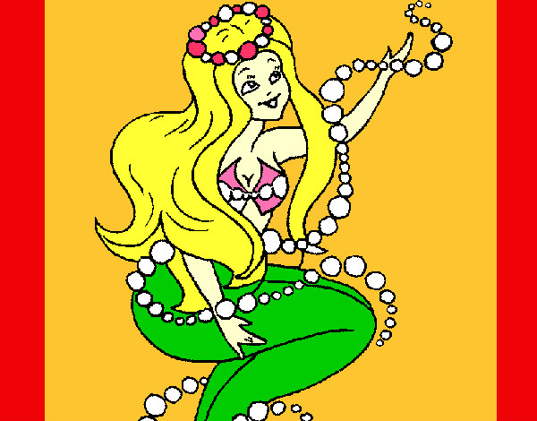 Dibujo Sirena entre burbujas pintado por anacaaaaaa