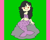 Dibujo Sirena sentada en una roca pintado por anacaaaaaa