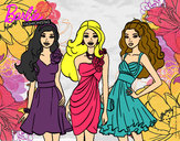 Dibujo Barbie y sus amigas vestidas de fiesta pintado por jaelht