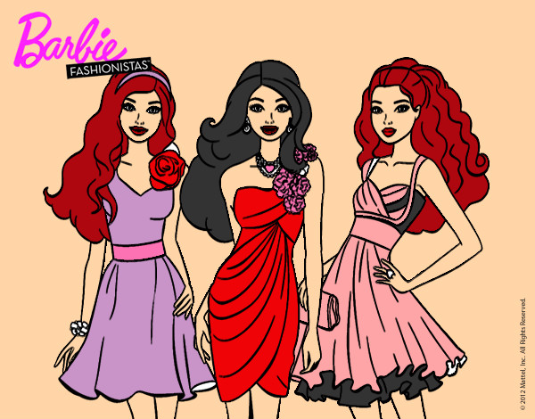 Dibujo Barbie y sus amigas vestidas de fiesta pintado por nico55
