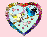 Dibujo Corazón con pájaros pintado por azalea200