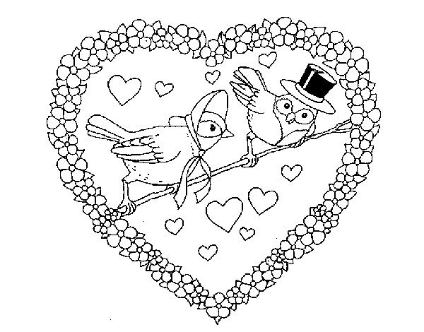 Dibujo Corazón con pájaros pintado por lipaalgo