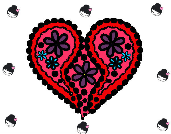 Dibujo Corazón de flores pintado por samitilla