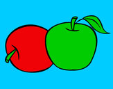 Dibujo Dos manzanas pintado por aleyan14
