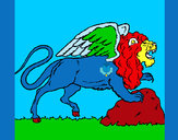 Dibujo León alado pintado por titoni