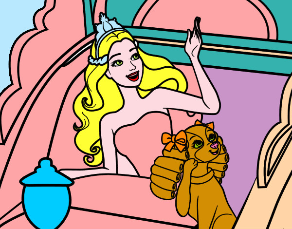 Dibujo Princesa cantante y su perrita pintado por limate