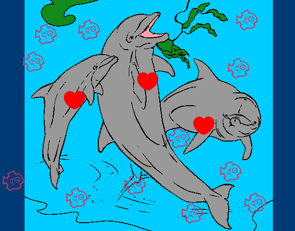 Dibujo Delfines jugando pintado por -jenny-69