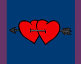 Dibujo Dos corazones con una flecha pintado por  mejor112