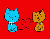 Dibujo Gatos enamorados pintado por limate