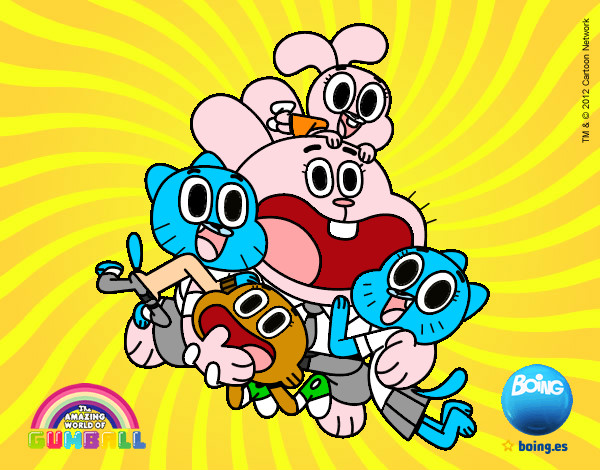 Dibujo Gumball y amigos contentos pintado por nellysand