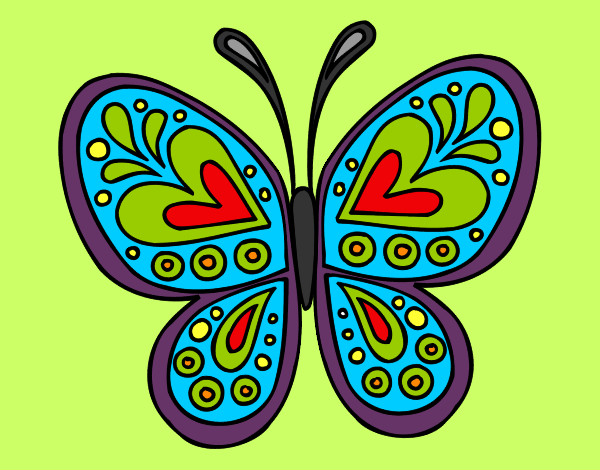 Dibujo Mandala mariposa pintado por hpna