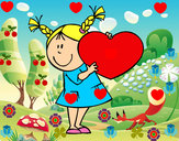 Dibujo Niña con corazón pintado por anyenli