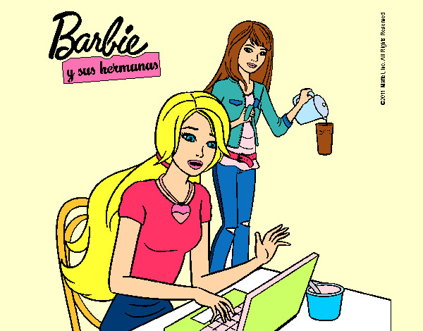 Barbie con el portatil