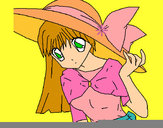 Dibujo Chica con sombrero pamela pintado por keimy