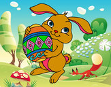 Dibujo Conejo con huevo de pascua pintado por iside