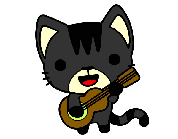 Dibujo Gato guitarrista pintado por karin3