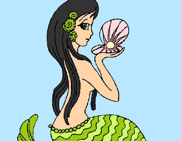 Dibujo Sirena y perla pintado por luciana08