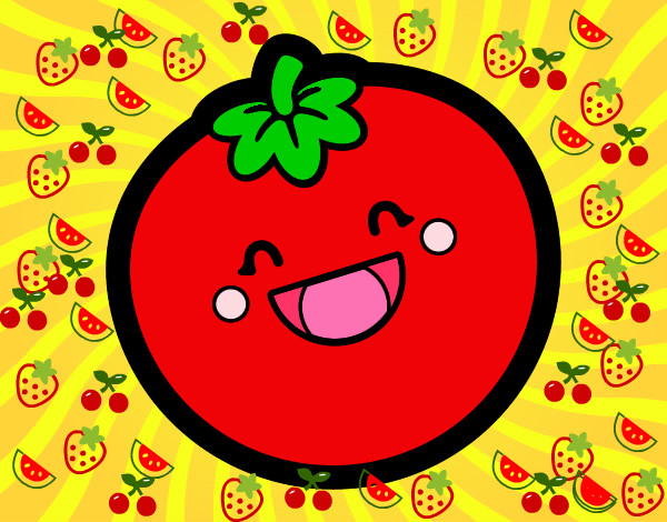 Dibujo Tomate sonriente pintado por BERRELLEZA