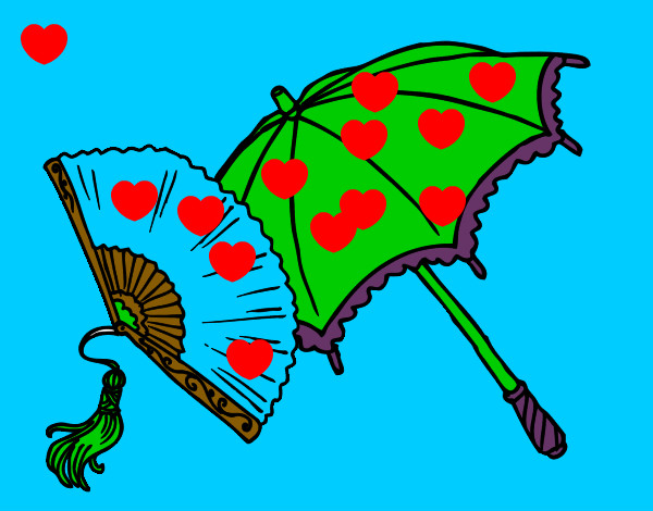 Dibujo Abanico y paraguas pintado por jireh