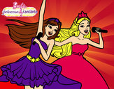 Dibujo Barbie y la princesa cantando pintado por juliaalvar