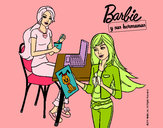 Dibujo Barbie y su hermana merendando pintado por amalia