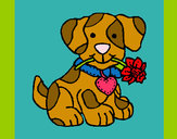 Dibujo Cachorro con una flor en la boca pintado por fanyjazmin