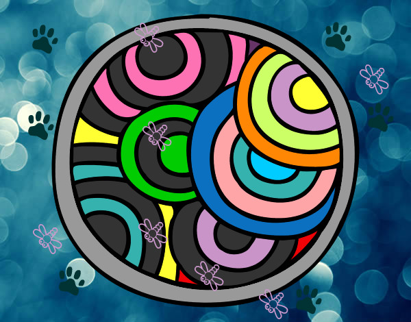 Dibujo Mandala circular pintado por gummie