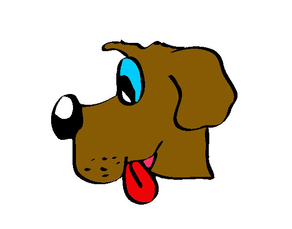 Dibujo Perro con la lengua fuera pintado por P239