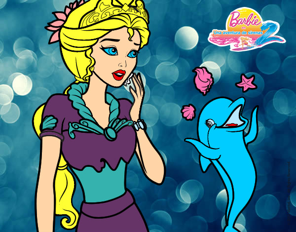 Dibujo Sirena con delfín pintado por ICIA6