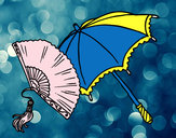 Dibujo Abanico y paraguas pintado por beve