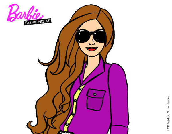 Dibujo Barbie con gafas de sol pintado por Keilly