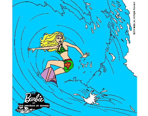 Dibujo Barbie practicando surf pintado por cristinama