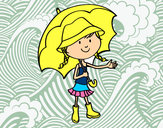 Dibujo Niña con paraguas pintado por dibusgame