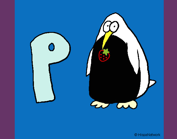 pingüino comiendo una fresa