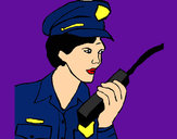 Dibujo Policía con el walkie pintado por juliaalvar