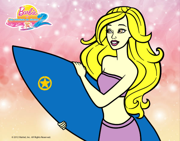 Dibujo Barbie va a surfear pintado por dulmari