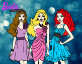 Dibujo Barbie y sus amigas vestidas de fiesta pintado por CELIC