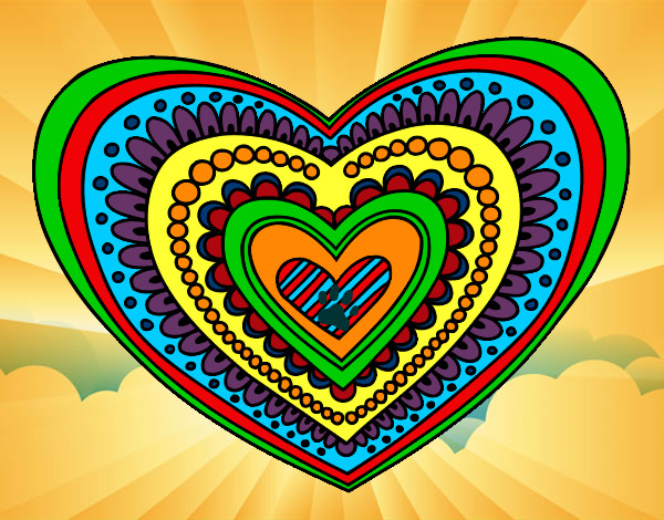 Dibujo Mandala corazón pintado por luisang