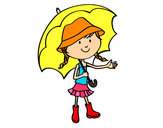 Dibujo Niña con paraguas pintado por oloi