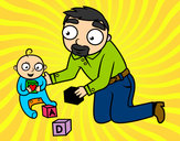 Dibujo Padre jugando con bebé pintado por Yeya_GT